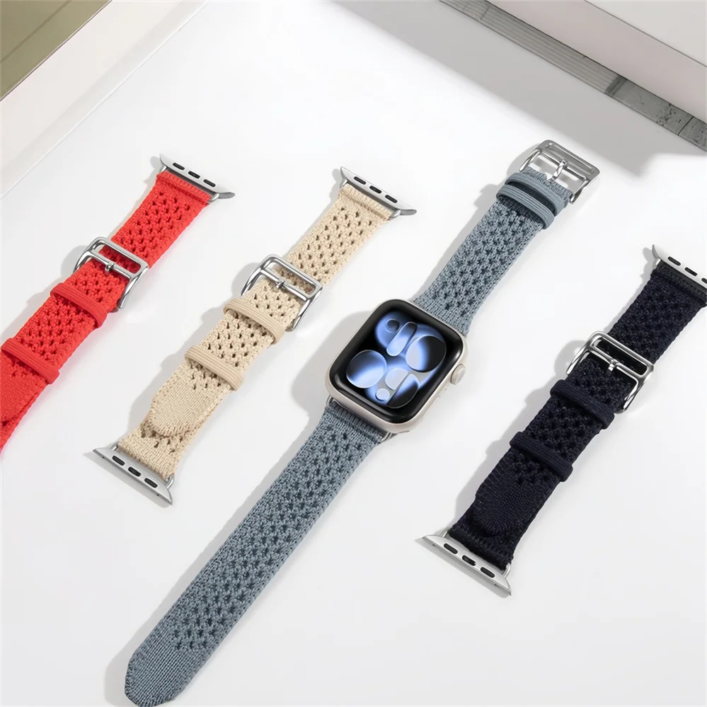 Knitting Woven Strap For Apple Watch Series 11 10 9 8 7 6 SE 5 4 UItra 3 iWatch 49/46/45/44/42/41/40/38mm Nylon Sports Bracelet