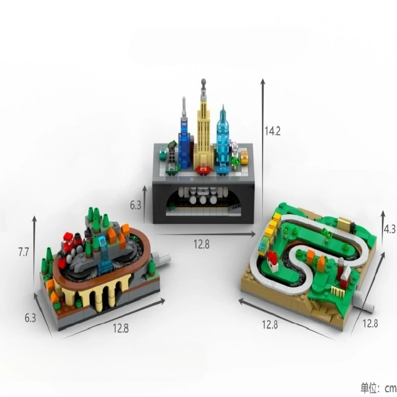 Moc 빌딩 블록 핸드 크랭크 이동식 미니 국가 철도 트랙 기차 장면 DIY 크리 에이 티브 컬렉션 벽돌 어린이 선물