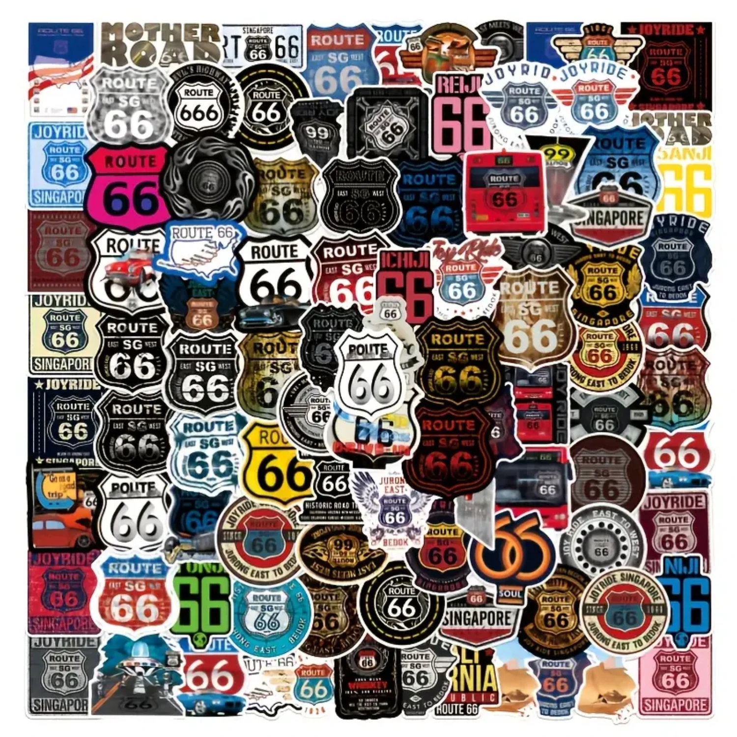 100pcs 66 Highway Logo Sticker For Adult Youth Ethylene Waterproof Laptop Computer Skateboard Sticker