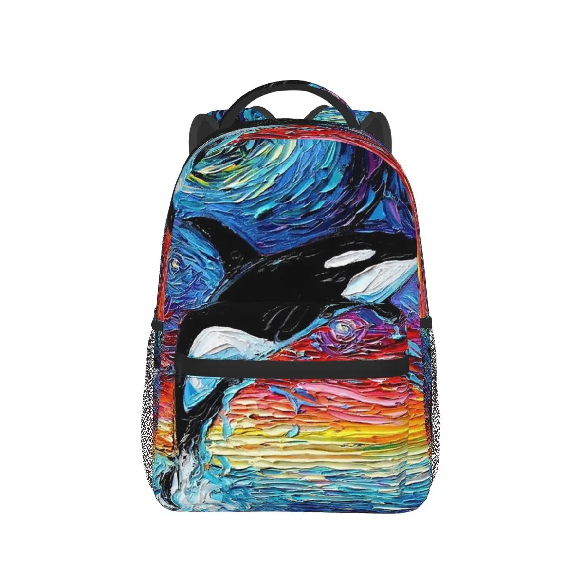 

Killer Whale Van Gogh Starry Night Backpack Hot Sale Daypack Large Capacity Kids BookBag School Bag Shoulder Bags for Men Women