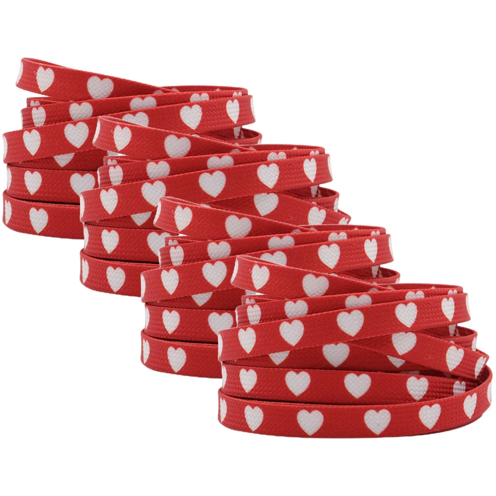 2 Pairs Red Bottom Heart-shaped Shoelaces Flat for Sneakers Causal Strap White Shoes Fashion