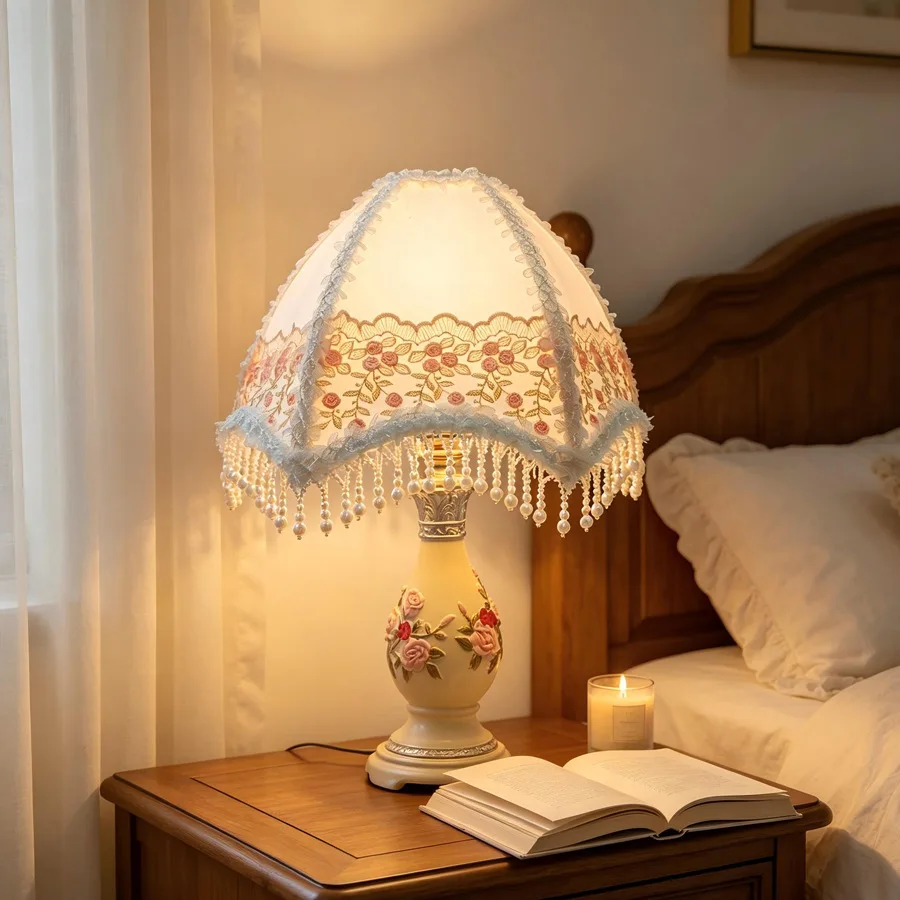 french-style-lampshade-rose-embroidery-lampshade-pearl-tassel-table-lamp-universal-accessories-e27-lamp-socket-lamp-cover