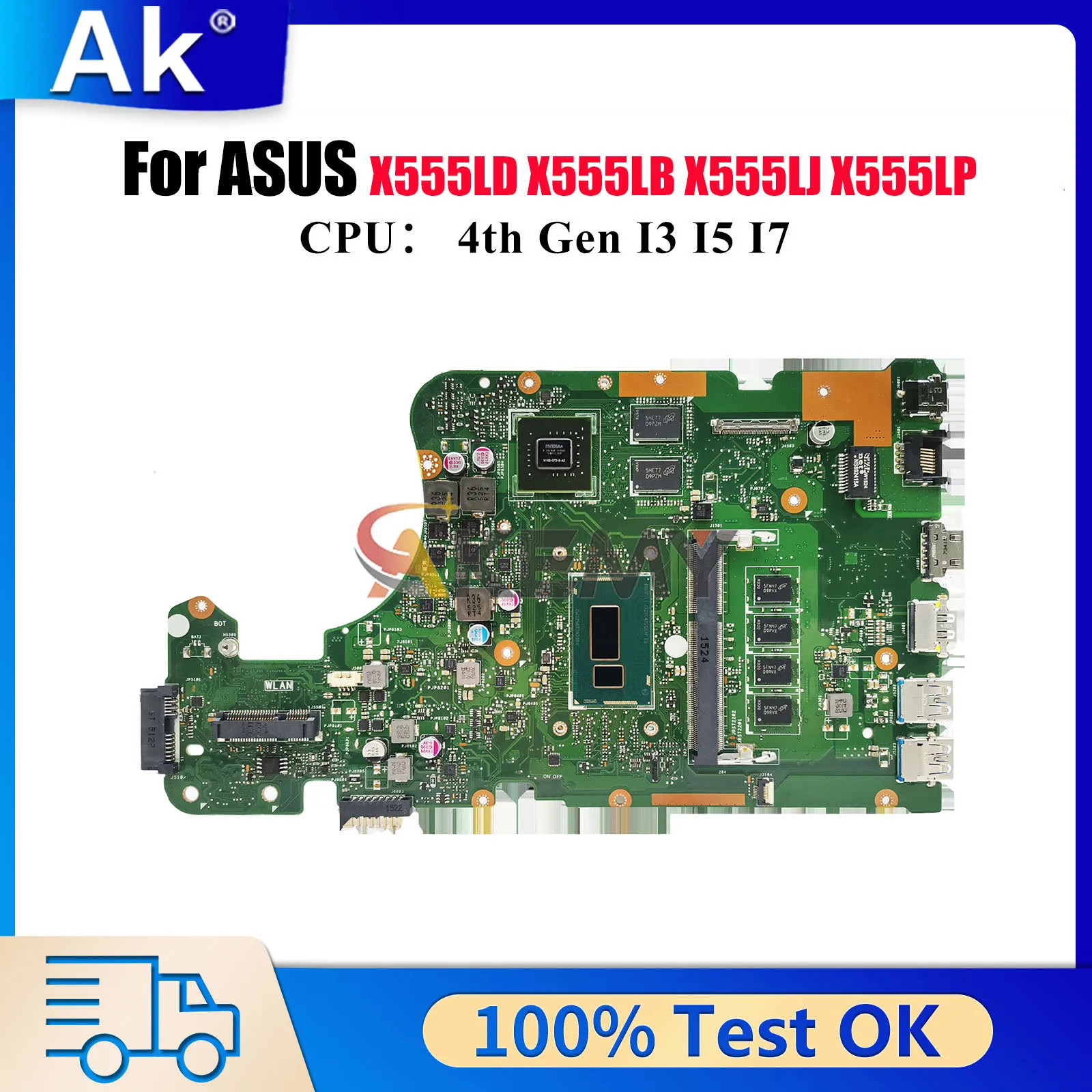 

X555LD Laptop Motherboard For ASUS R557L VM510L X555LJ R556L VM590L FL5800L W519L X555LB DX992L FL5600L Mainboard I3 I5 I7 CPU