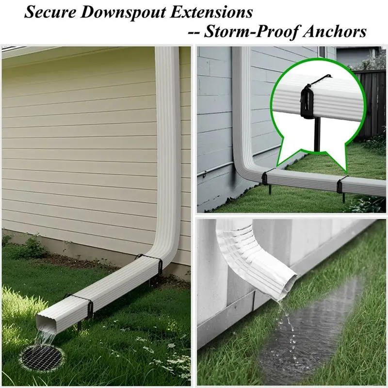 ABJI-Downspout Bracket,Heavy Duty, Storm-Proof Size-Adjustable Downpipe Bracket, Easy Install,For Lawn,Yard Industrial Use