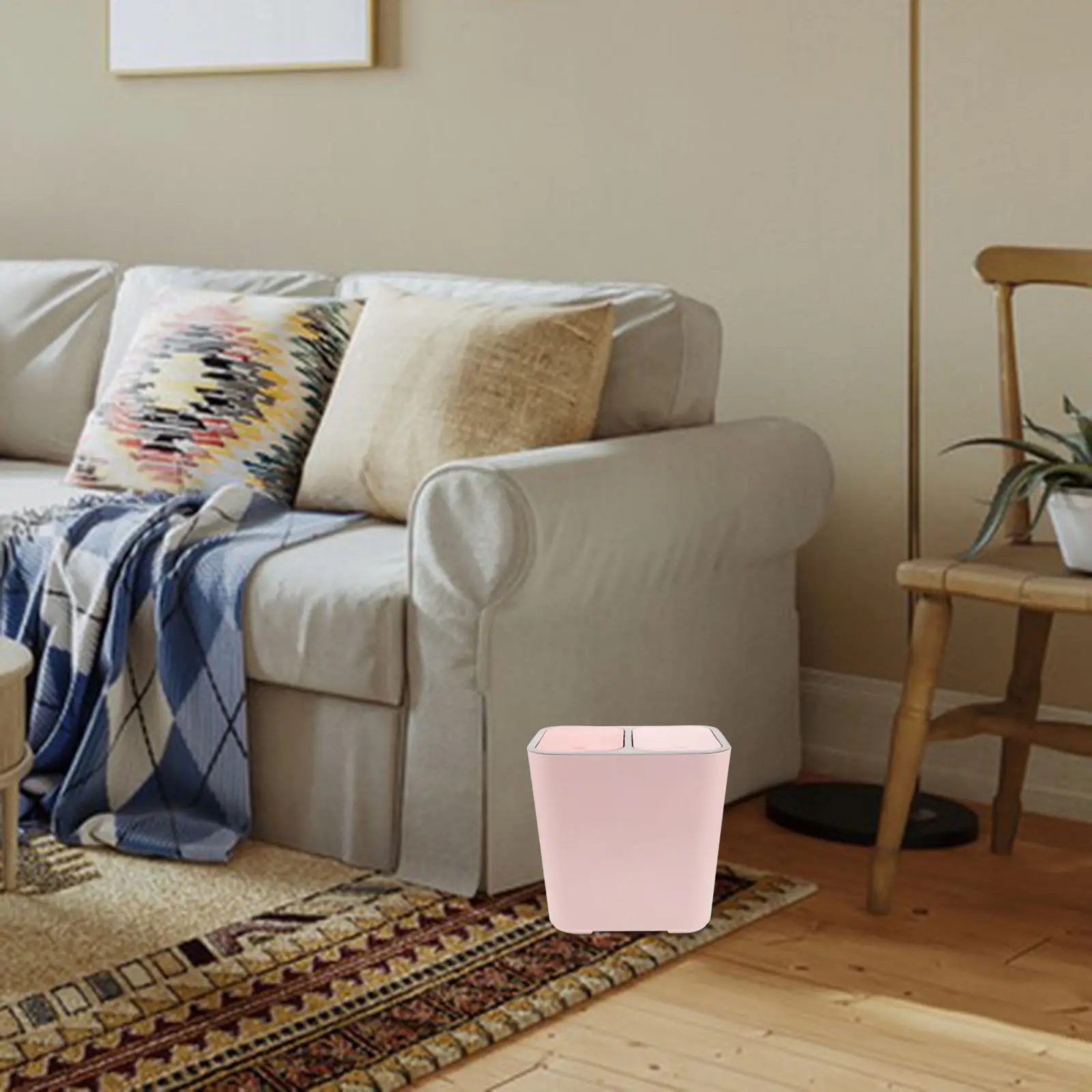 

Dual Compartment Trash Can Pink Thickened Dry Wet Separation Kitchen Bathroom Large Capacity Self Sealing Lid for Dorm Office