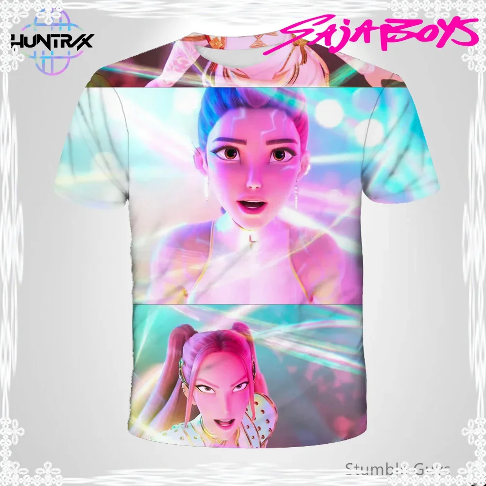 

Summer Casual Fashion Kpop Demon Hunters Kids 3D Cartton Short Sleeve Boys Girls T-Shirt Anime Clothes