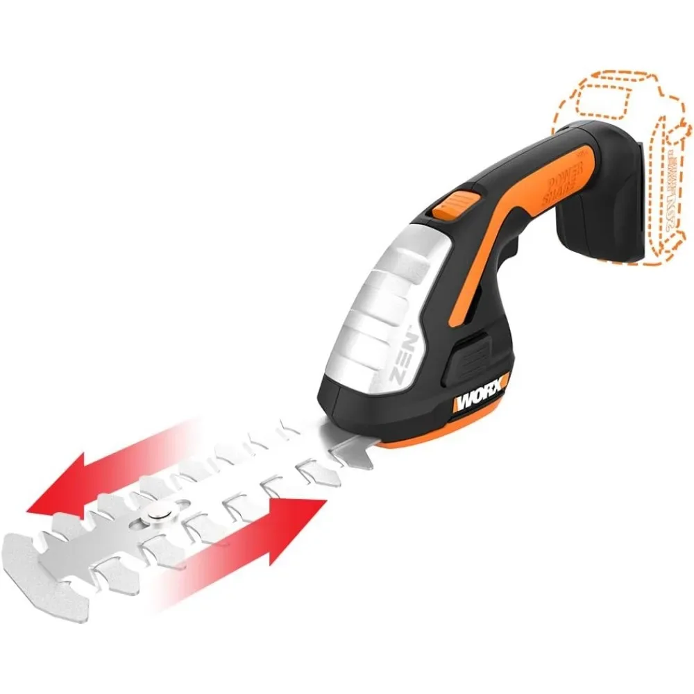 

20V Power Share 4" Cordless Shear and 8" Shrubber Trimmer Tool Only DUAL ACTION BLADES COMFORTABLE CONTROL GRIP