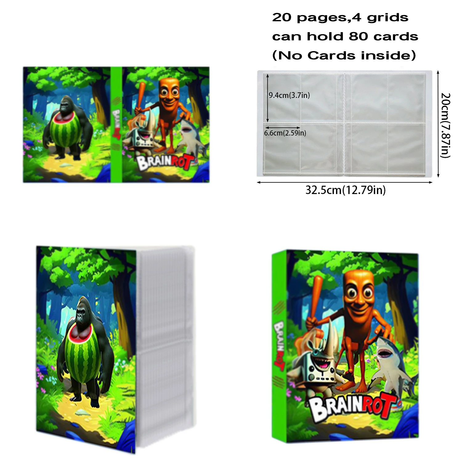 2026 New Italian Brainrot Card Holder Binder Collections Folder Anime Card Protector Card Album Notebook for Christmas Kid Gift view 3