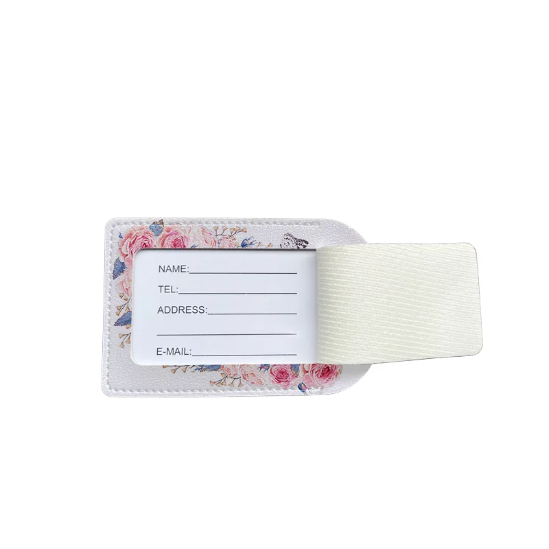 PU Leather Travel Luggage Tags with Privacy Cover for Suitcase Handbags Backpacks Men Women Flower And Letter Baggage Tags