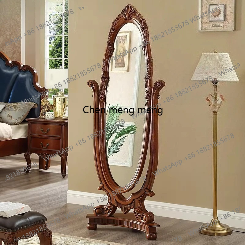 

Mid century carving whole body mirror large rotatable Room decoration Vintage mirror elegant accesorios para cuarto furniture