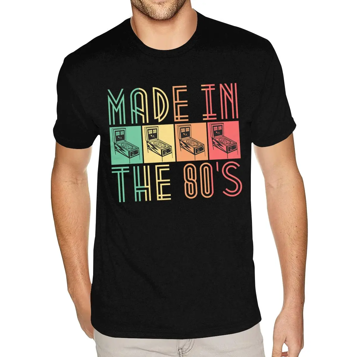 

Лидер продаж, сделанная в 80-х годов, рубашка для пинбола, ретро аркадные подарки, хлопковые футболки с короткими рукавами и круглым вырезом, мужские черные футболки больших размеров