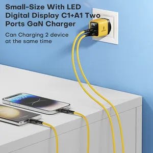 Asometech-USB Type C charger with LED display, fast load, gan charger for iPhone 14 Pro, Samsung S23, Xiaomi, QC3.0, 30W, 25W, PD, PPS, 35W 12 Main Sales Charger 30W - №9