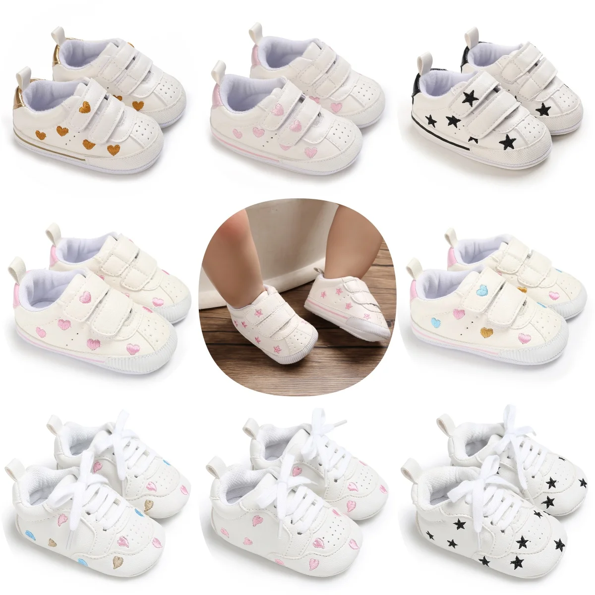 

Casual Baby Shoes Infant Baby Girl Crib Shoes Cute Soft Sole Prewalker Sneakers Walking Shoes Toddler First Walker 0-18Month