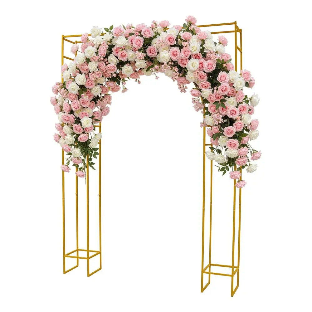 

Wedding Arch Backdrop Stand Square Gold Metal Balloon Arch Stand Garden Arbor Backdrop Frame for Wedding Birthday Party Baby Sh
