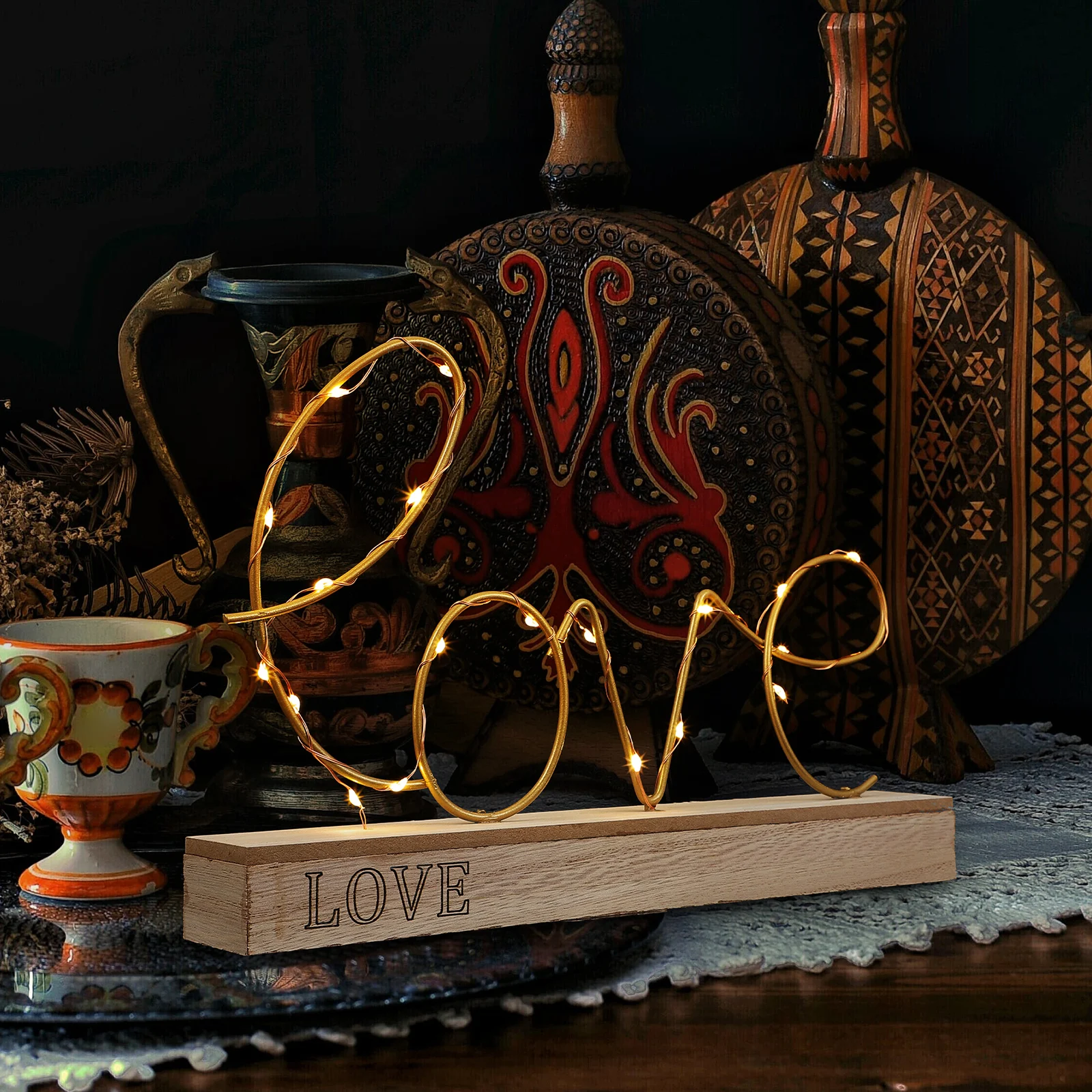 

Creative Alphabet Lamp Iron Craft Night Light Ambient Romantic Atmosphere Desk Home Office Bedroom Study Garden Decor