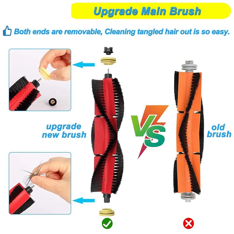 Roborock S5/s6/s50/s51/s55と互換性のあるメインブラシとHEPAフィルター,スペアパーツ