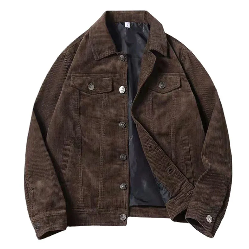 Mcikkny Men Spring Casual Corduroy Jackets Vintage Loose Outwear Coats For Male Tops Size M-4XL