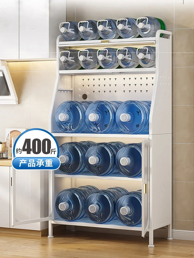 Meuble de Rangement de Cuisine T1, Buffet Anti-Poussière Multifonctionnel avec Porte, Rangement au Sol Multicouche