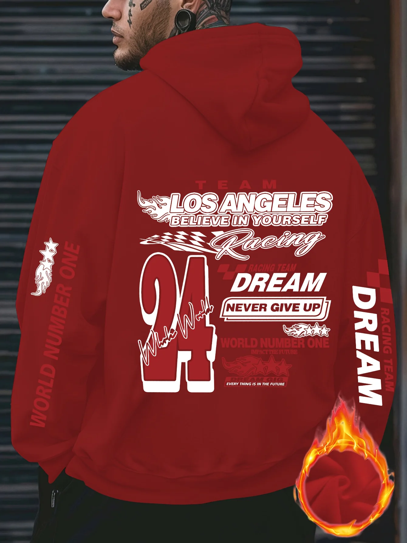 لوس أنجلوس سباق "لا تتخلى أبدًا" طباعة الرجال النساء مقنعين البلوز الخريف الشتاء اليومية أجهزة لياقة خارجية ملابس رياضية فضفاضة غير رسمية #4