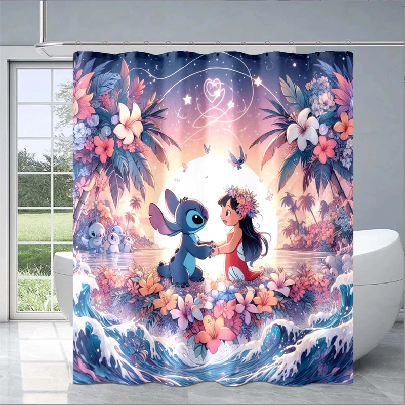 Stitch Shower Curtain Bathroom Accessories Restroom Decor Luxury Cartoon Home Decor Curtains Suitable for Kids and Adults