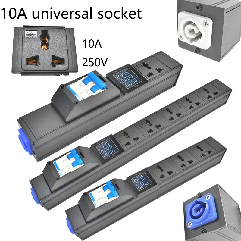 PDU Power Strips Schuko Powerlink box audio 3P Aviation plug 10A universal output SOCKET With ammeter 20A Air Switch control