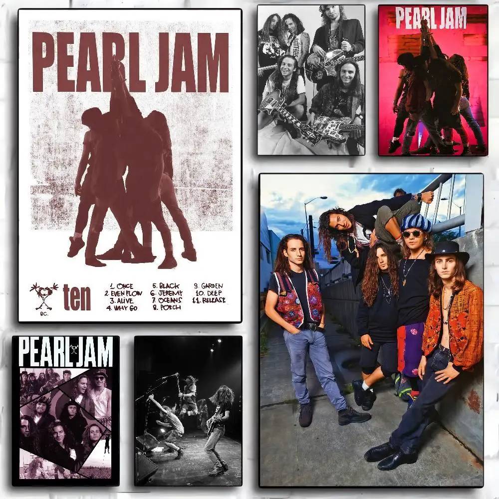 Banda Pearl Jam Ten Art Rock Classic Vintage Posters Decoracion Painting Wall Art White Kraft Paper Kawaii Room Decor