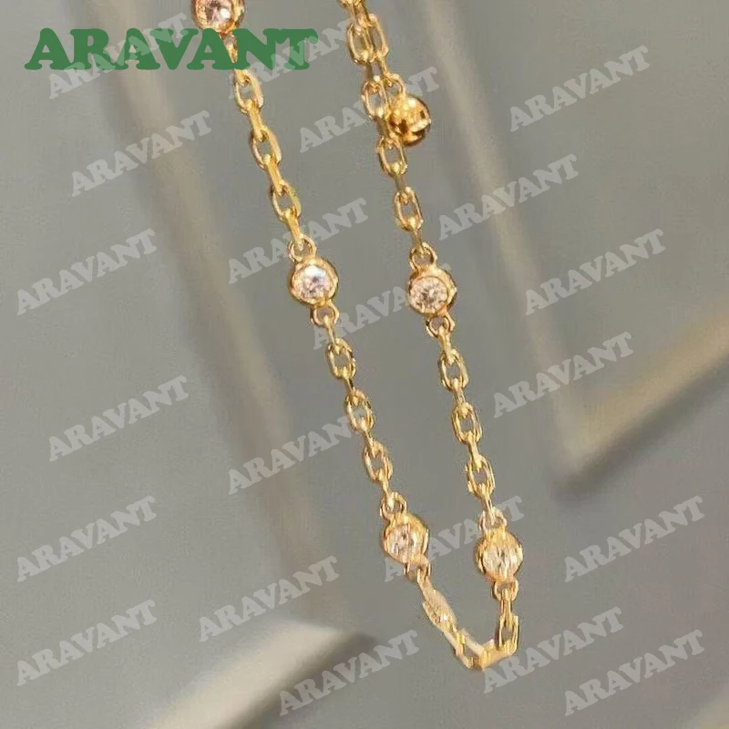 Aravant 925 Silver Round Zircon Irregular Chain Bracelet For Women Wedding Fashion Jewelry Gifts