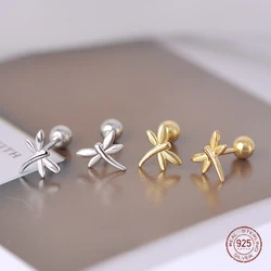 925 Sterling Silver Dragonfly Originality Stud Earrings for Girl Temperament Insect Korean Fashion Earring Lady Piercing Jewelry