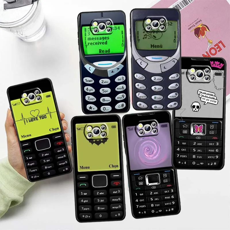 

Retro phone pattern Phone Case For Xiaomi Mi Poco F3 F4 F5 F6 X3 X4 X5 X6 X7 M3 M4 M5s M5 M6 GT Pro 5G Black Cover