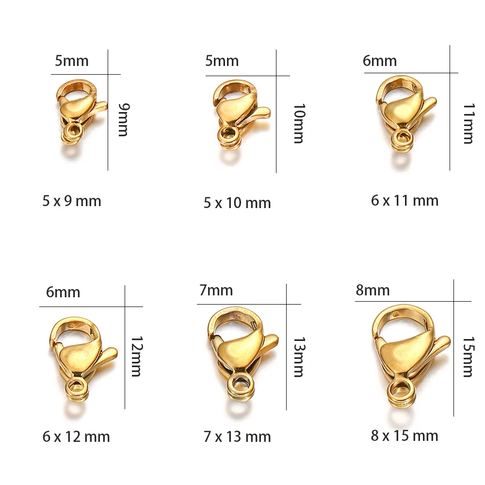 10/20pcs Edelstahl Hummer verschlüsse Goldfarbe Hummer verschlüsse Haken Anschlüsse für DIY Schmuck machen Ergebnisse Zubehör