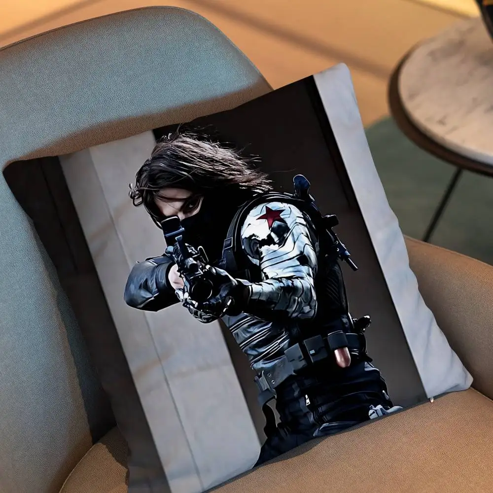 Super strong left arm Bucky Barnes Pillow Case Square Double-Sided Printing Short Plush Sofa Cushion Cover Bedroom Bedside