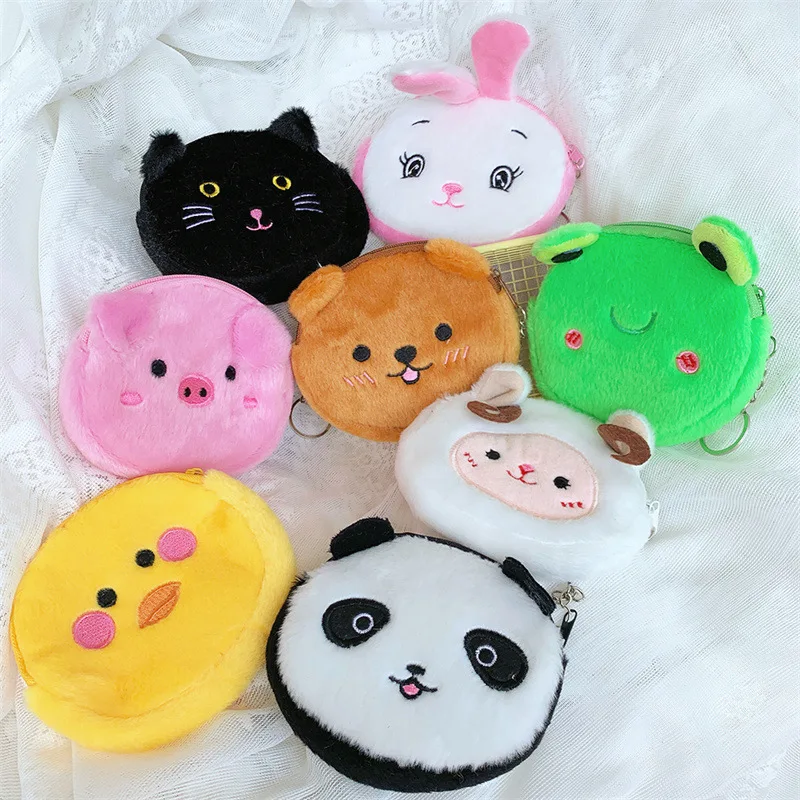 Novidade Adorável Anime Bear Wallet Coin Purse Chaveiro Cute Plush Rabbit Cartoon Cosplay Purse para Mulheres Bag Acessórios