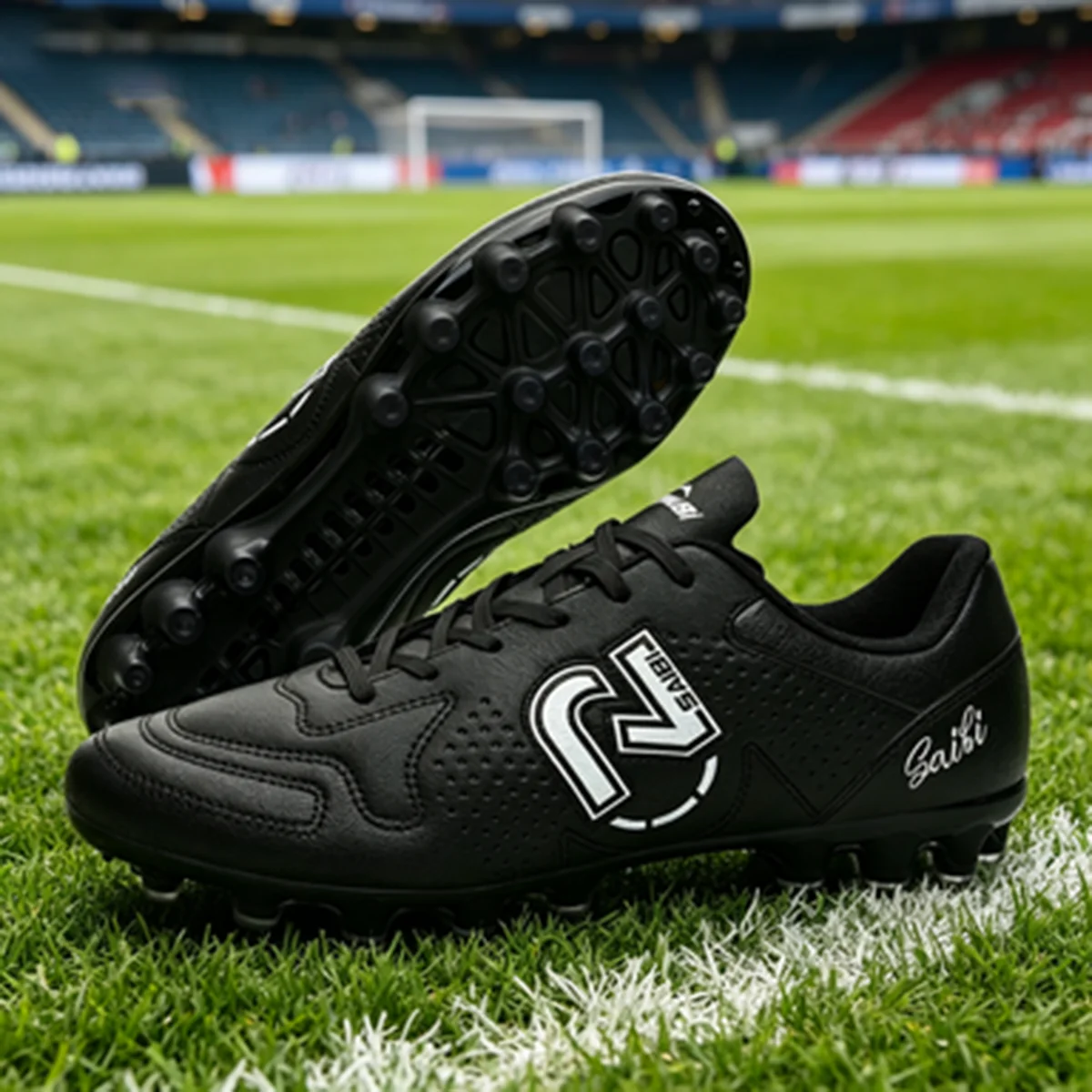 Anti slip men's football shoes with PU fabric upper, TPU AG FG long nail high grip wear-resistant men's and women's training sho