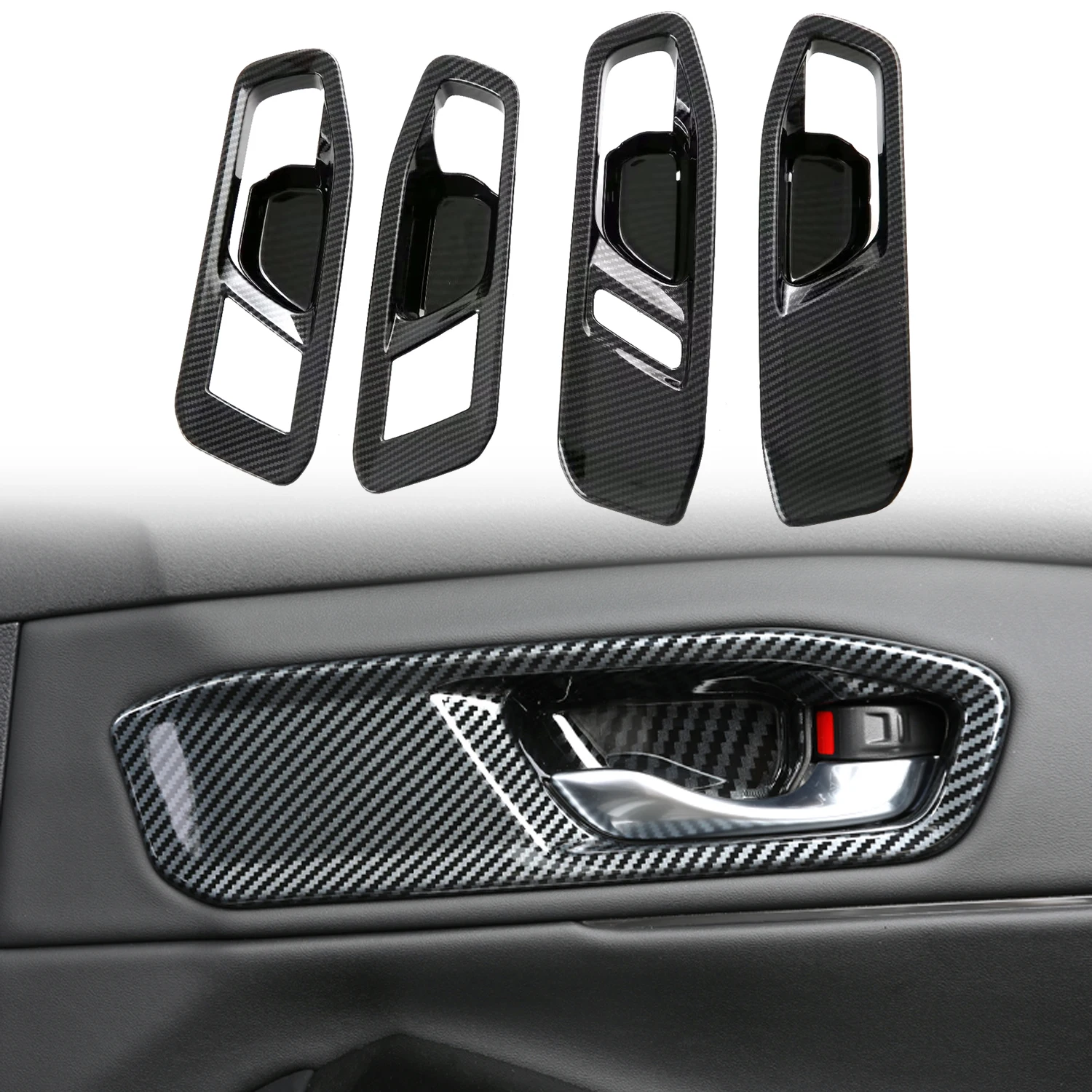 

for Honda Accord 2023 2024 Interior Door Handle Frame Carbon Fiber Overlays ABS Plastic 4pcs Not Suitable for Right Hand Drive