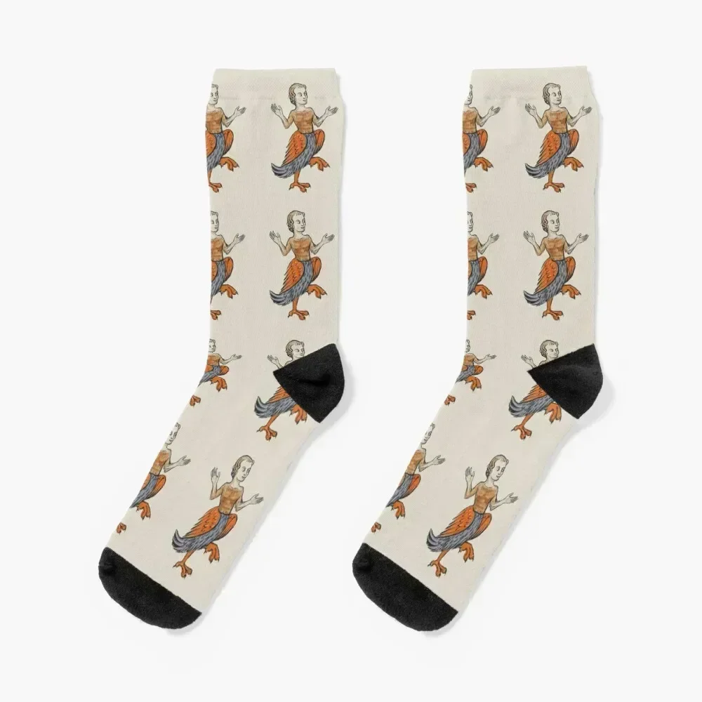 

ROO+STER - Medieval Marginalia; Rooster Lady Hybrid Socks Non-slip new in's halloween kids Man Socks Women's