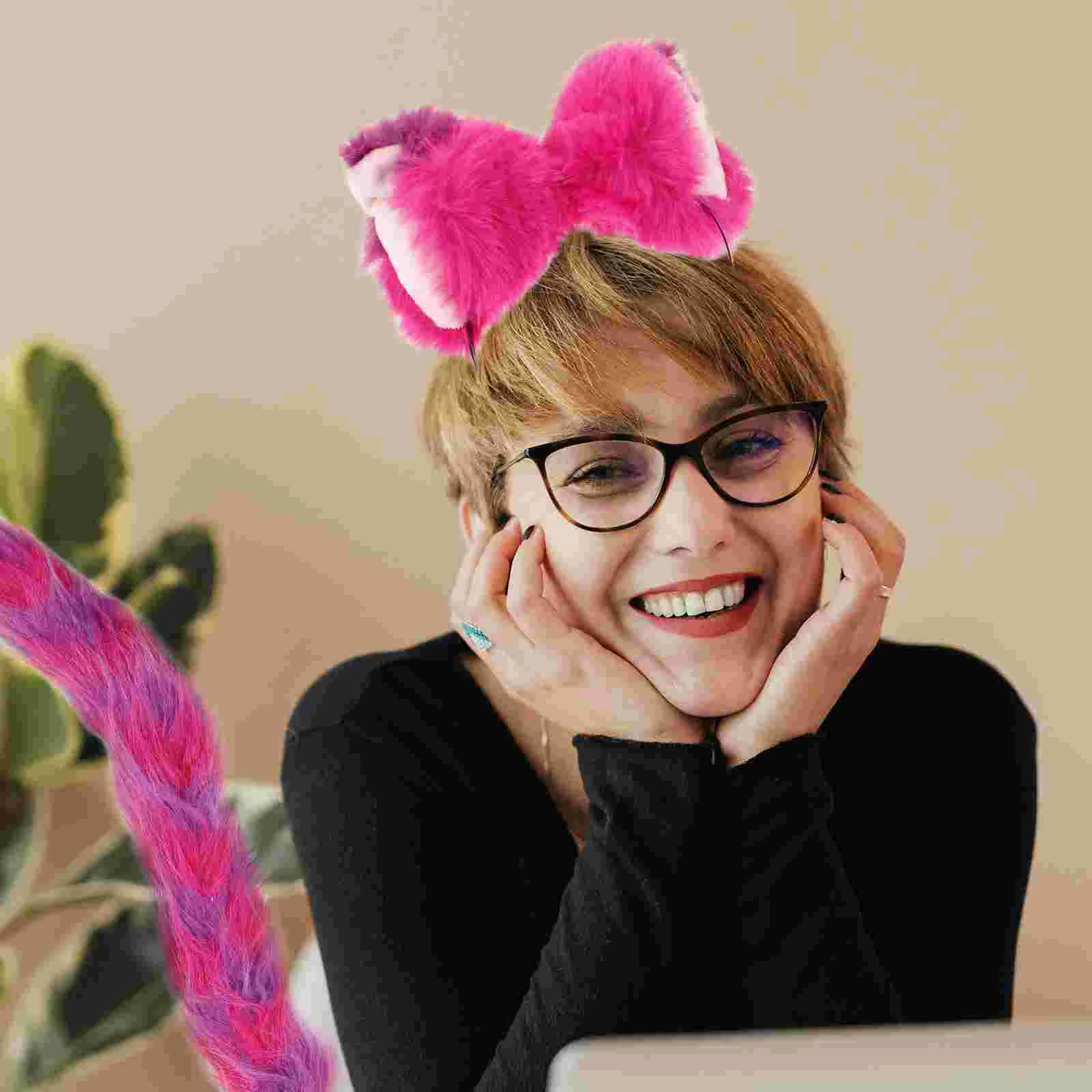 Cat Ear Set Cosplay Headdress Costume Collar Decor Socks Faux Fur Party Tail Unique Hair