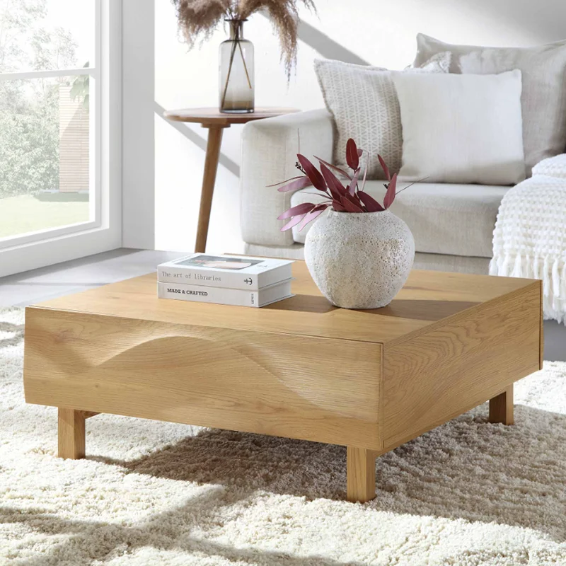 

xx-Modern Wood Center Table Square Cocktail Coffee Tea Tables for Living Room^