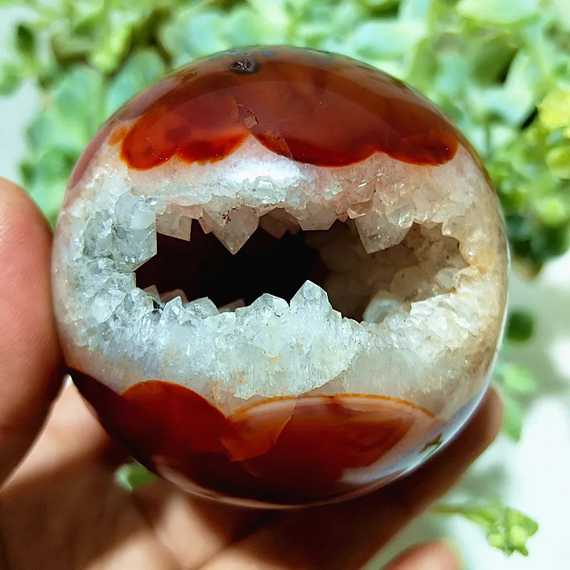Natural Stone Red Agate Crystal Ball Geode Druzy Sphere Cluster Chakra Meditation Spiritual Healing Home Ornaments