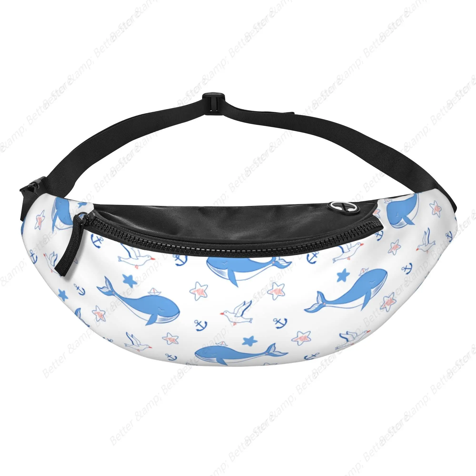 Fanny Pack for Women Men with Headphone Jack Sport Belt Bag Celestial Whale Waist Packs for Running