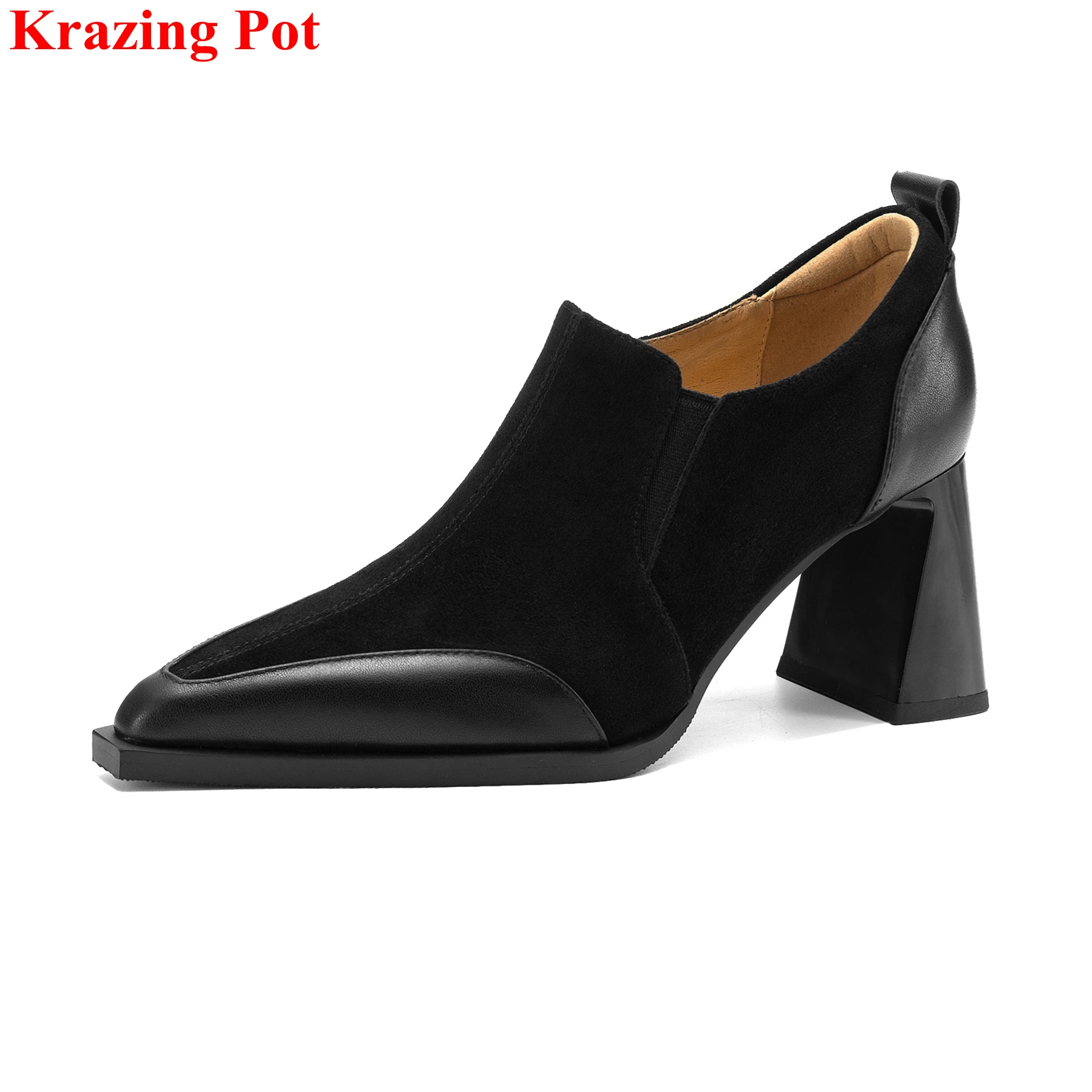 

Krazing Pot Superstar Kid Suede Pointed Toe High Heels Spring Autumn Shoes Office Lady Vintage Party Comfort Casual Women Pumps