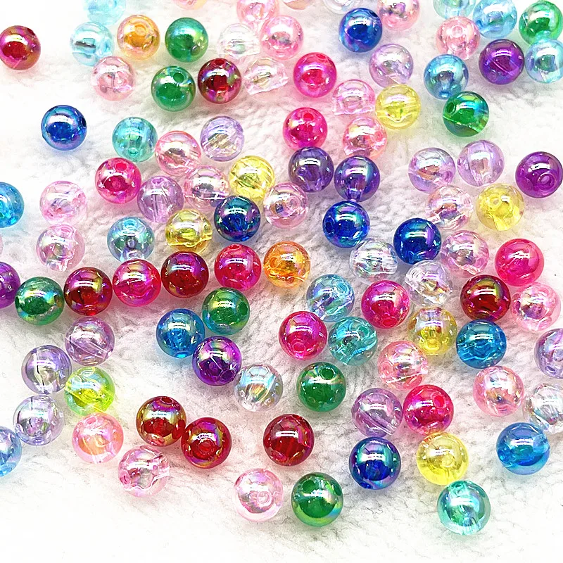 50pcs 8mm AB Color Round Acrylic Bead Loose Spacer Beads for Jewelry Making DIY Bracelet Accessories