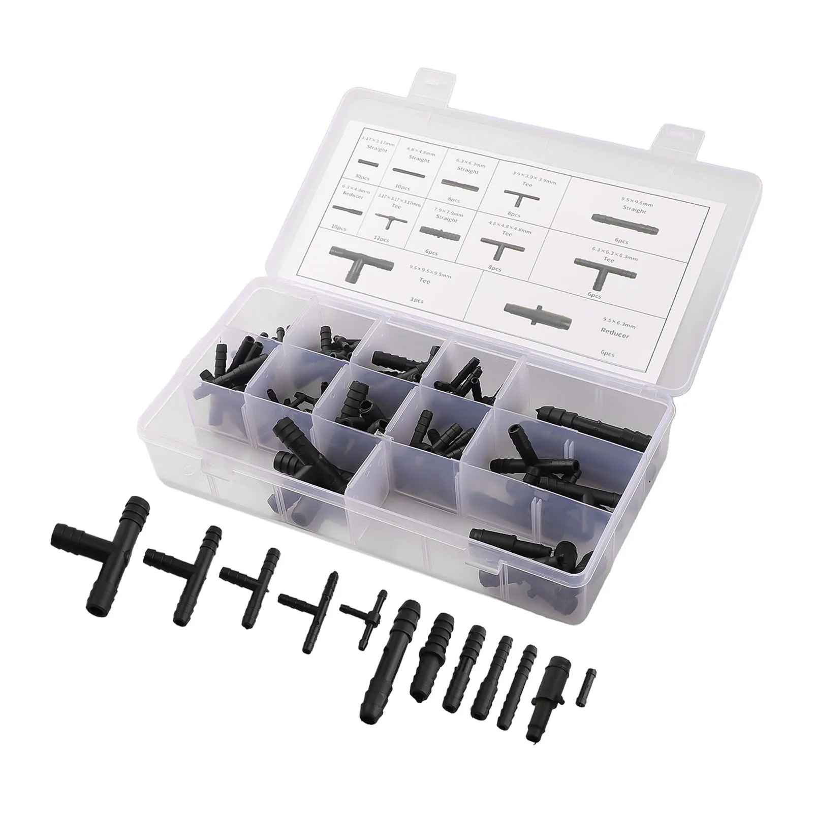 113PCS Vacuum Connector Assortment Automotive Vacuum Tubing Connector Tee Kit Water Spray Pipe Joints Car Wiper Connection Pipe