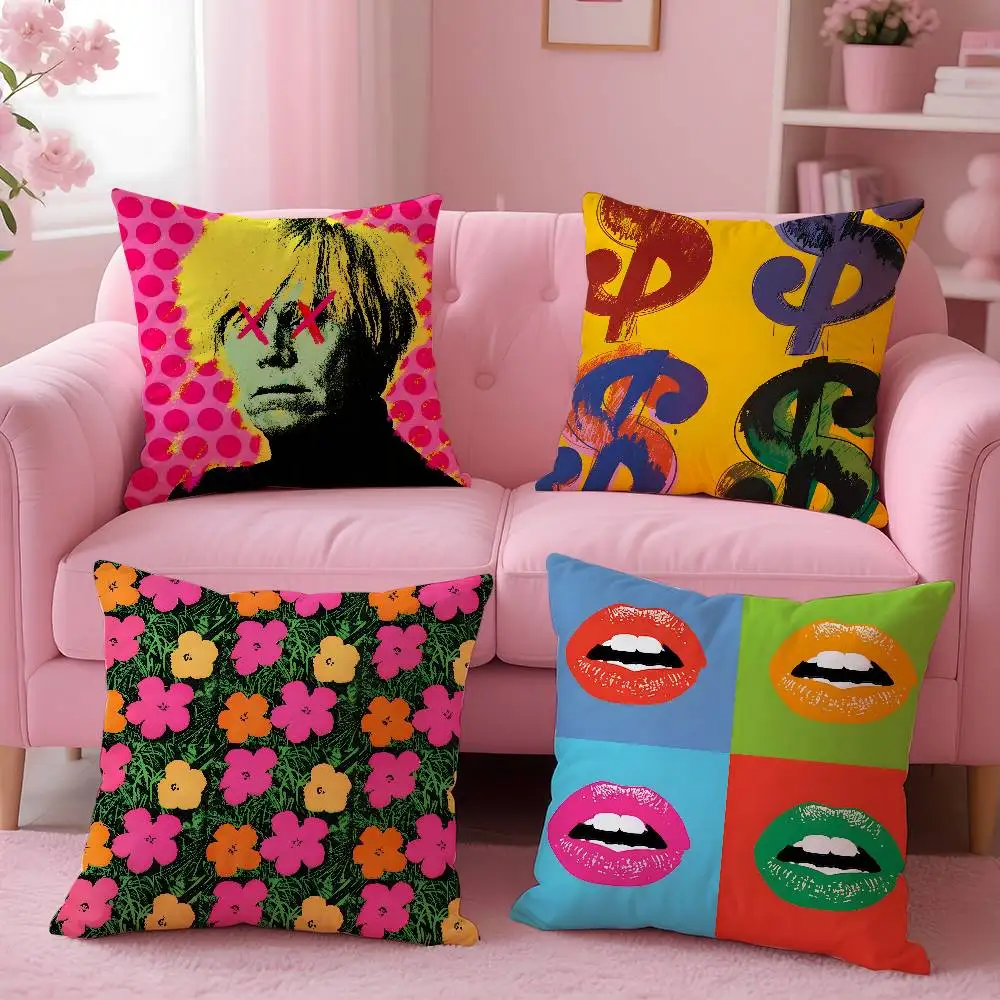 Funda de almohada artística A-Andy W-Warhol, almohada antipolvo, cremallera Invisible, funda de cojín de sofá de felpa corta sedosa