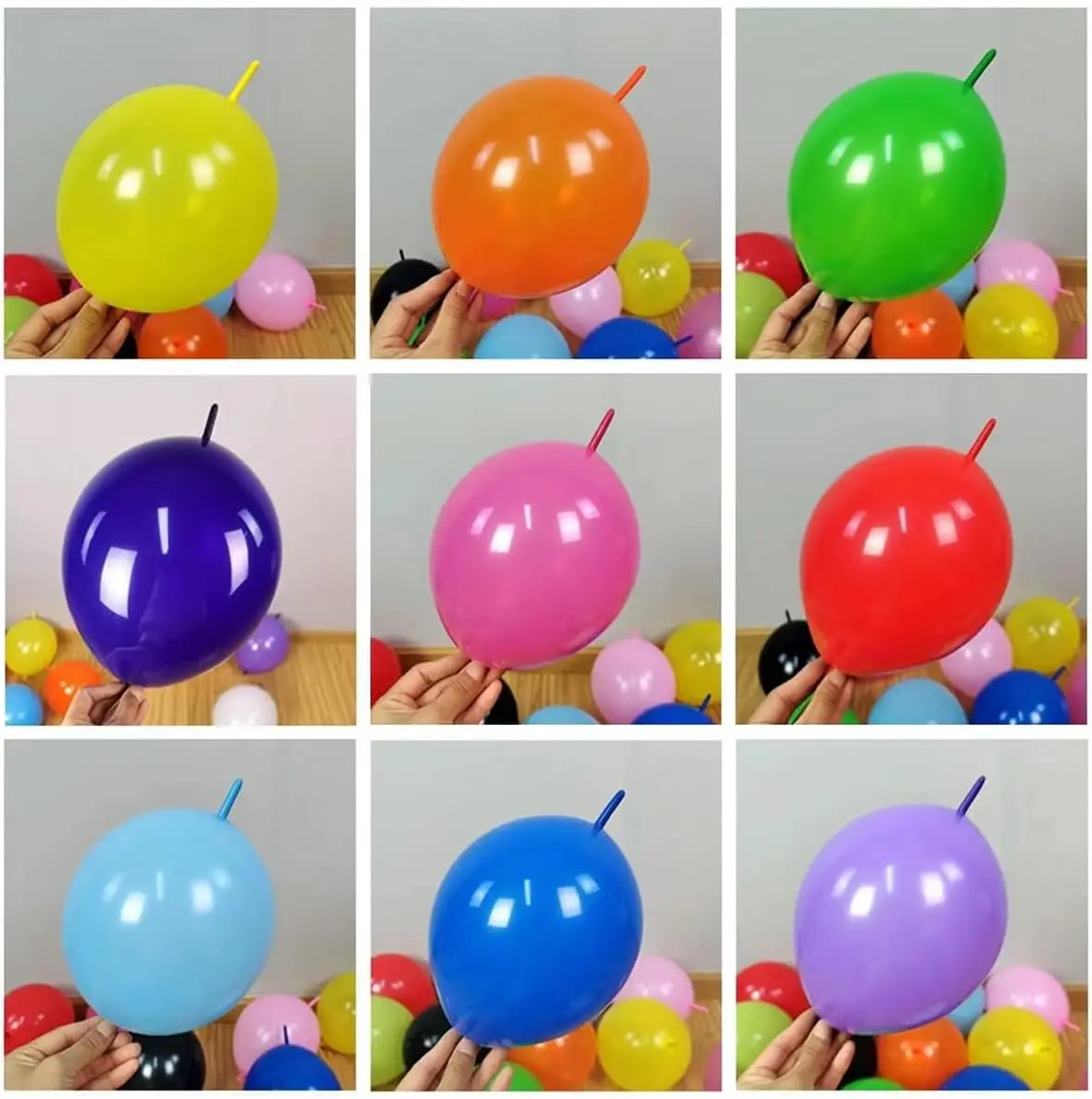 10/50 6 Zoll 10 Zoll Verbindbare Luftballons, Bunte und Verbindbare Latex-Luftballons mit Nadelstiel, Kindergeburtstagsparty-Dekoration – Detail 7