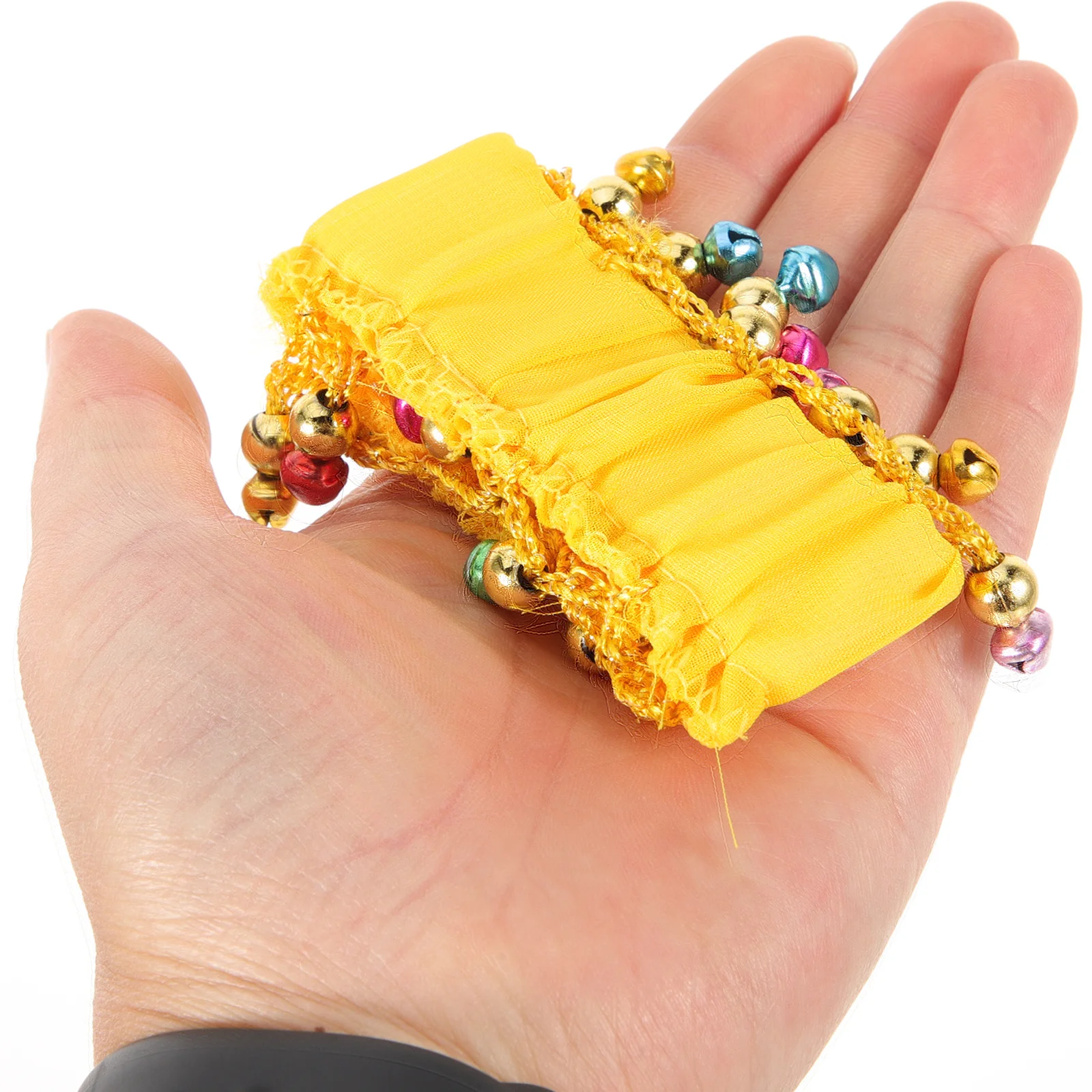 

1 Pair Belly Dance Wrist Cuff With Bell Shining Bracelet For Women Dance Costume Accessories Metal Polyester Wrist Band Belly