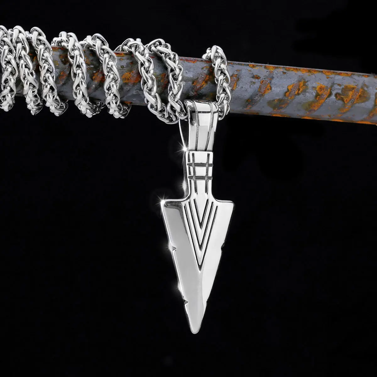 Retro Viking Spear Arrowhead Kunai Primal Necklaces for Men Rock Punk Stainless Steel Tribal Pendants Jewelry New In Necklace