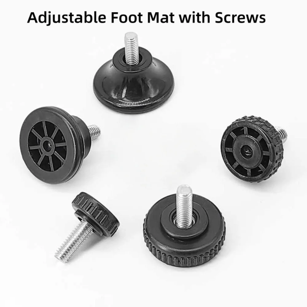 Black Plastic Adjustable Leveling Feet, M6/M8/M10 Screw-On Furniture Leg Pads, Anti-Shock Floor Protection for Tables & Chairs