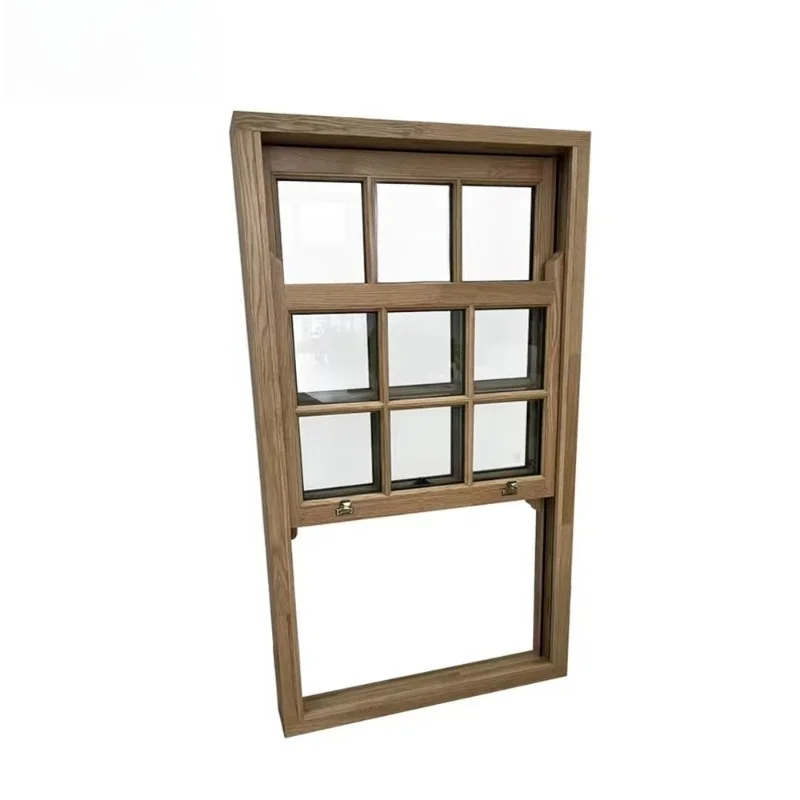 Best-selling single opening oak window aluminum clad wood push-pull vertical opening stainless steel screen curtain
