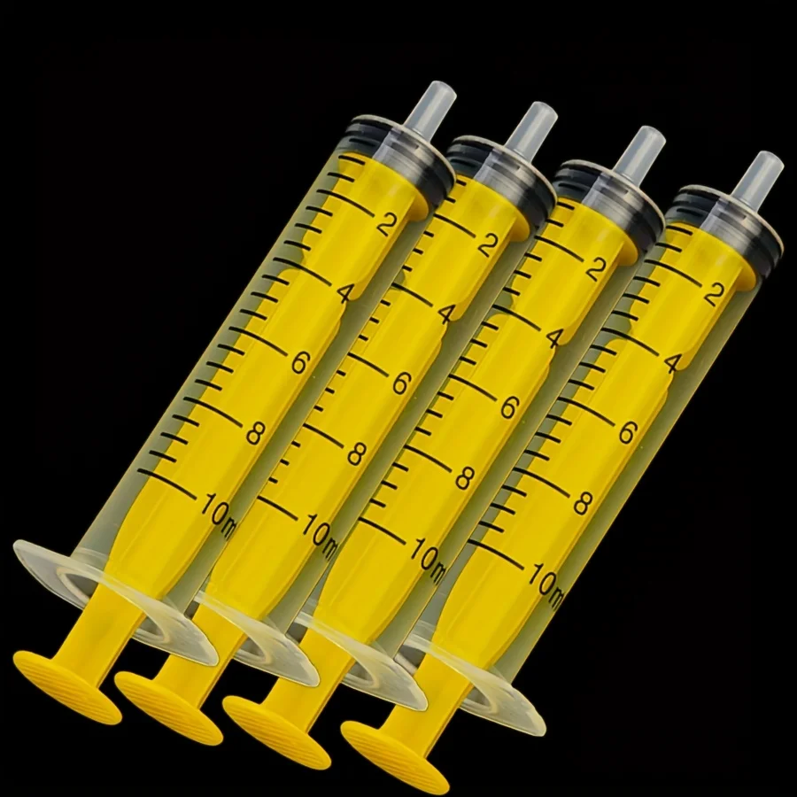 10 ml farbige Kunststoffspritze, 4/6 Stück, für Klebstoff, Flüssigkeitsabgabe, Messen, Tierfütterung und Nachfüllen
