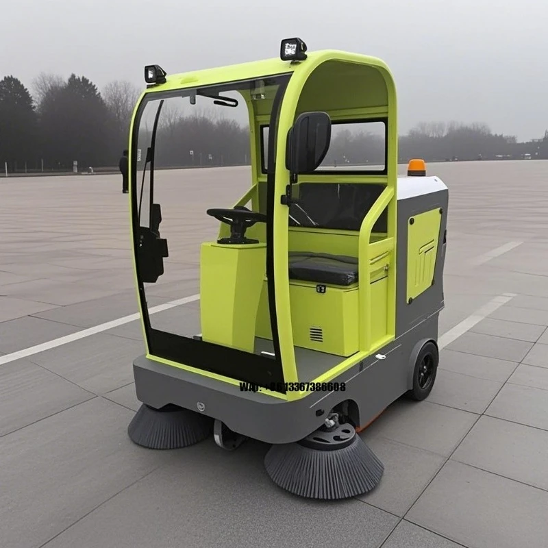 เครื่องกวาดถนนไฟฟ้าแบบกะทัดรัด ทนทาน รุ่นใหม่แบบกึ่งปิด สำหรับโกดังและสวนสาธารณะเชิงพาณิชย์